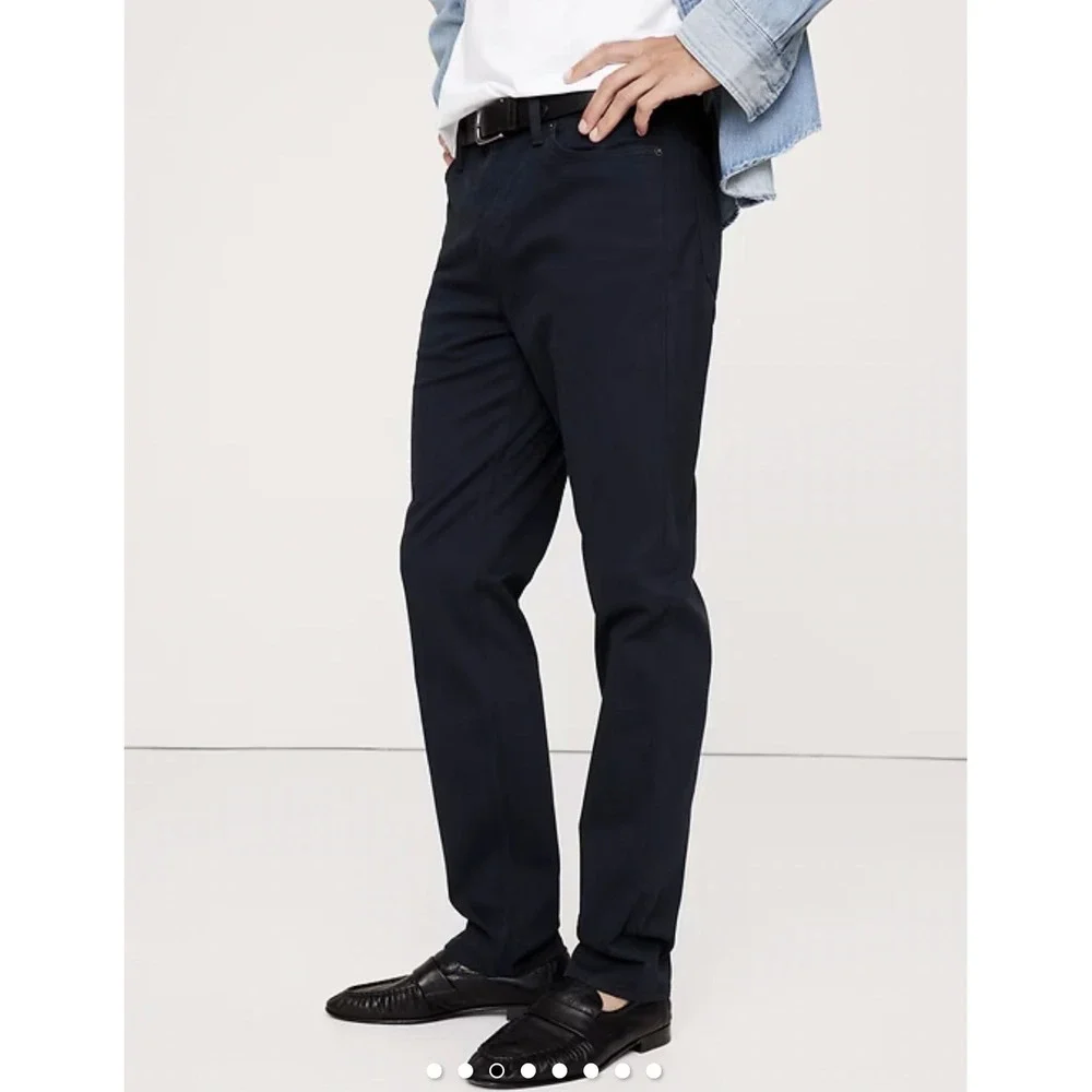 Banana Republic Mens Slim Traveler Pant Navy Blue 34x32 Cotton Stretch 488420-00